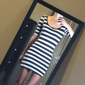Navy and white striped T-shirt dress